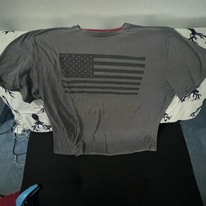 MENS L BLACK/GREY AMERICAN FLAG SHIRT